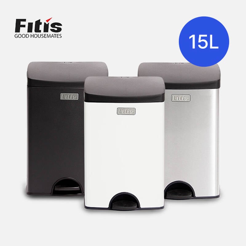 Thùng Rác Inox Fitis Premium 15L - Vuông đạp thấp - 3 Màu (Inox mờ, Trắng, Đen) - SPS1-901, SPS1-904, SPS1-903 image number null